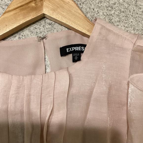 Express Pink Shimmer Ruffle Peplum Top - Picture 7 of 8